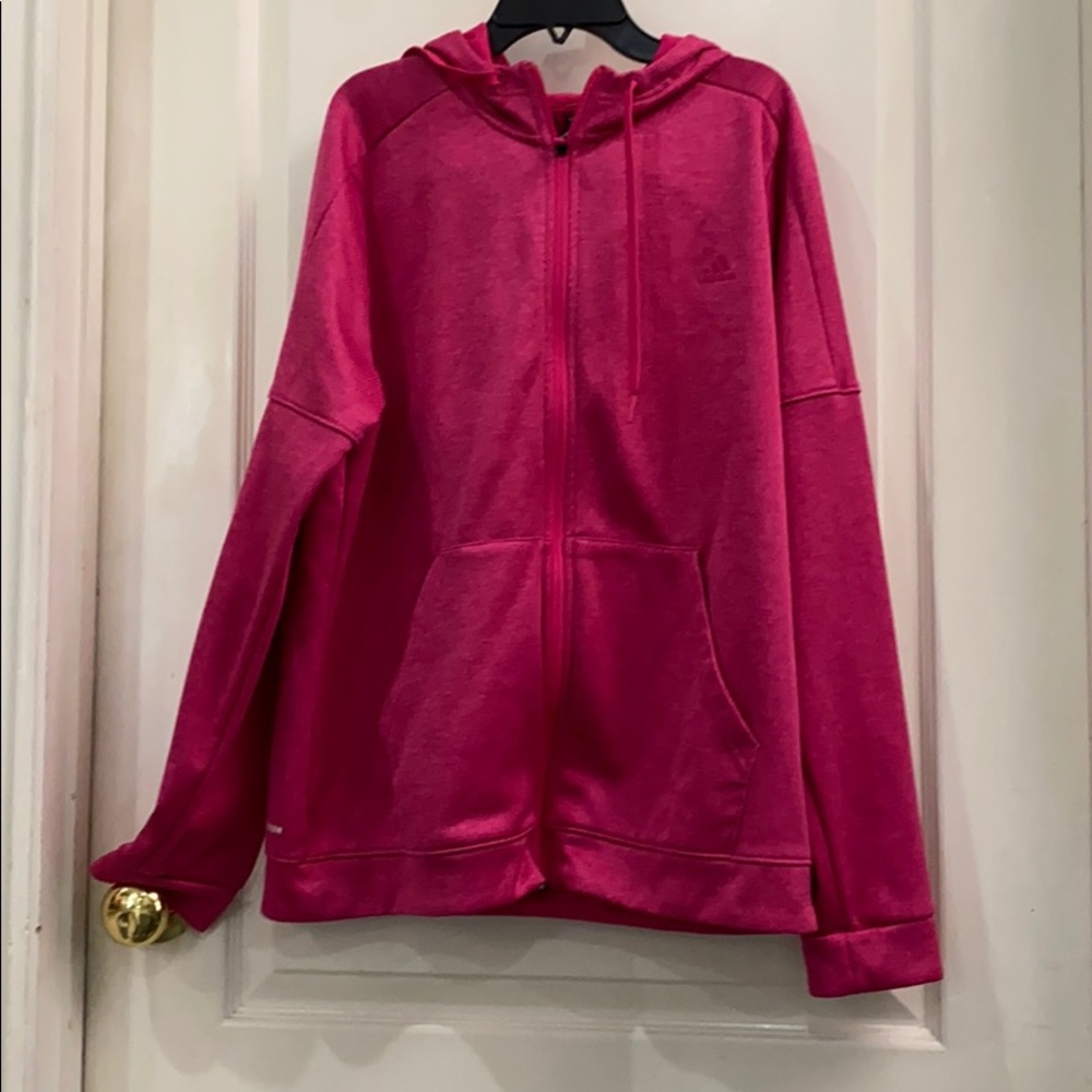 Adidas hooded zip front jacket